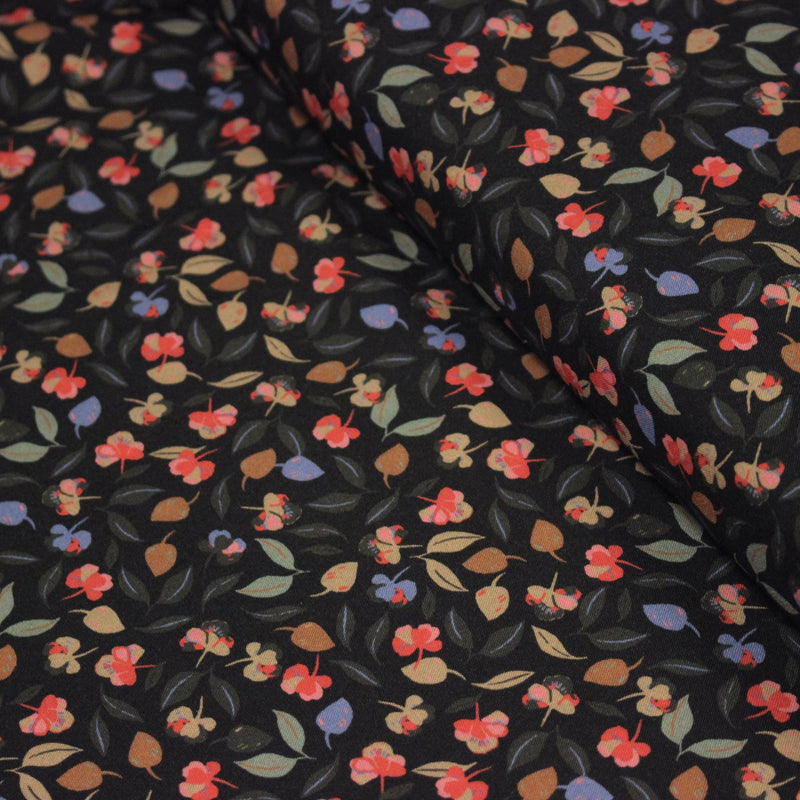 Tissu Viscose fluide FLAVIE floral multicolore fond gris anthracite – STANDARD 100 OEKO - TEX - tissuspipi.com