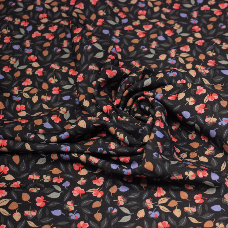 Tissu Viscose fluide FLAVIE floral multicolore fond gris anthracite – STANDARD 100 OEKO - TEX - tissuspipi.com