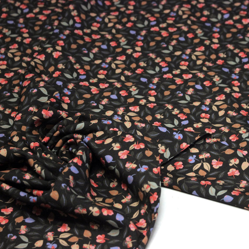 Tissu Viscose fluide FLAVIE floral multicolore fond gris anthracite – STANDARD 100 OEKO - TEX - tissuspipi.com