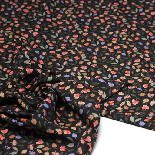 Tissu Viscose fluide FLAVIE floral multicolore fond gris anthracite – STANDARD 100 OEKO - TEX - tissuspipi.com