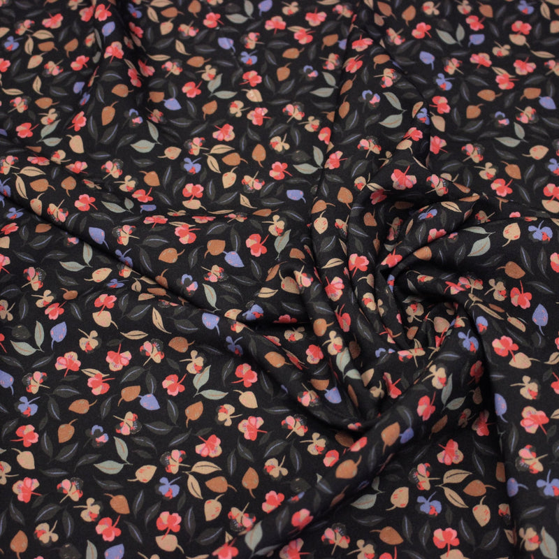 Tissu Viscose fluide FLAVIE floral multicolore fond gris anthracite – STANDARD 100 OEKO - TEX - tissuspipi.com
