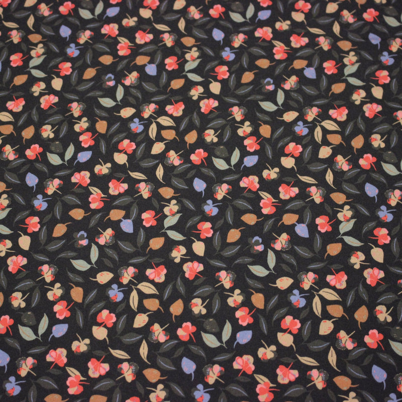 Tissu Viscose fluide FLAVIE floral multicolore fond gris anthracite – STANDARD 100 OEKO - TEX - tissuspipi.com