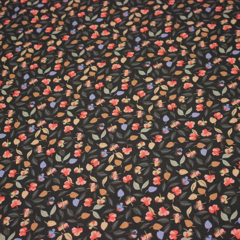 Tissu Viscose fluide FLAVIE floral multicolore fond gris anthracite – STANDARD 100 OEKO - TEX - tissuspipi.com