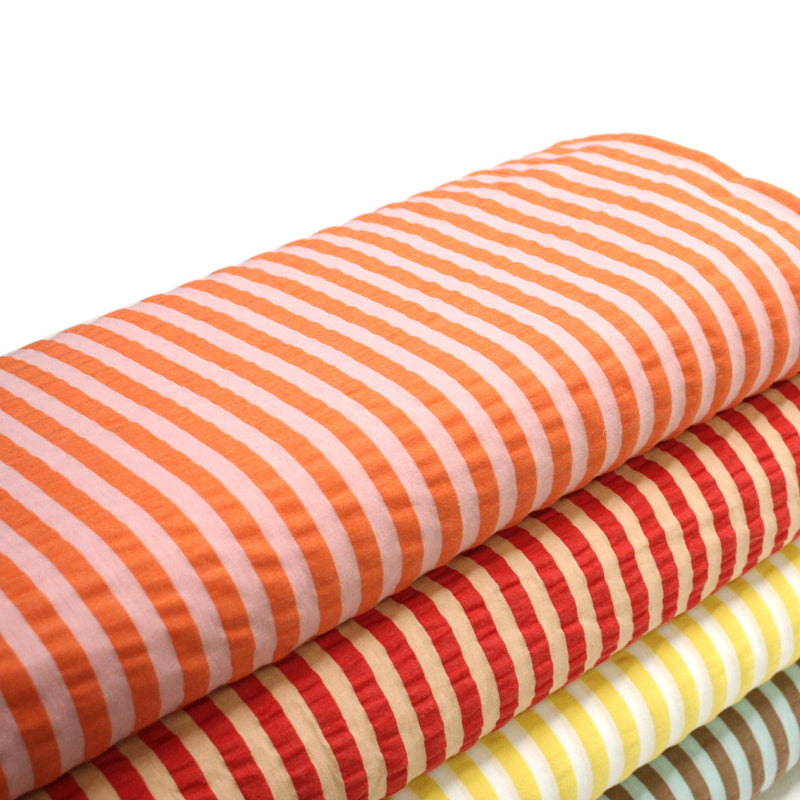 Tissu seersucker coton rayures 1cm : nombreuses couleurs estivales et fluo ! - STANDARD 100 OEKO - TEX - tissuspipi.com