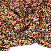 Tissu Viscose fluide JOLI petit fleuri rose ocre vert fond noir – STANDARD 100 OEKO - TEX - tissuspipi.com