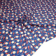 Tissu cotonnade motif japonais KOï aux poissons carpes koï & nénuphars, fond bleu roi - OEKO - TEX - tissuspipi.com