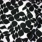Tissu viscose fluide SEVENTIES, motif géométrique noir et blanc - STANDARD 100 OEKO - TEX - tissuspipi.com