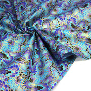 Tissu cotonnade motif japonais LES PLUMES DE PAON dorées, bleu turquoise ou rose fuchsia - COLLECTION JAPON DORÉ - tissuspipi.com
