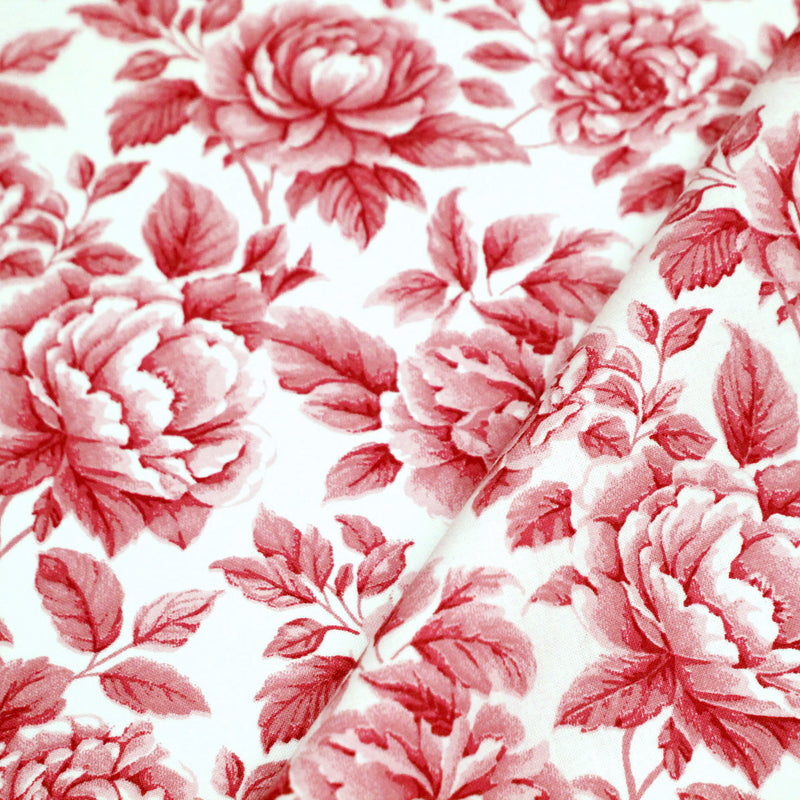 Tissu cotonnade HAMPTON BLOOM, motif britannique fleuri bleu ou rose - OEKO - TEX STANDARD 100 - tissuspipi.com