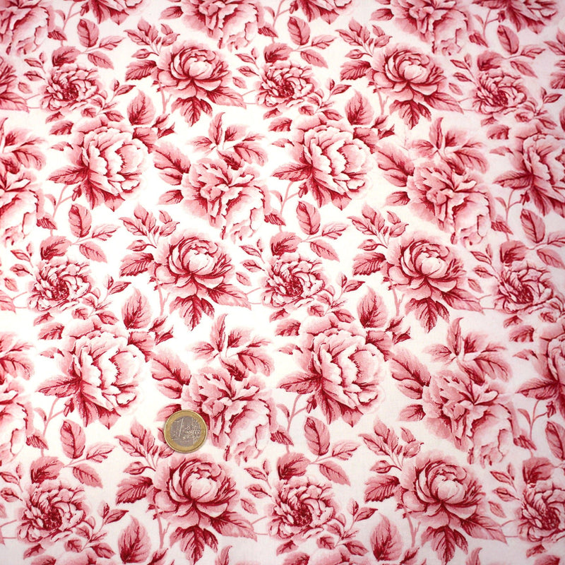 Tissu cotonnade HAMPTON BLOOM, motif britannique fleuri bleu ou rose - OEKO - TEX STANDARD 100 - tissuspipi.com
