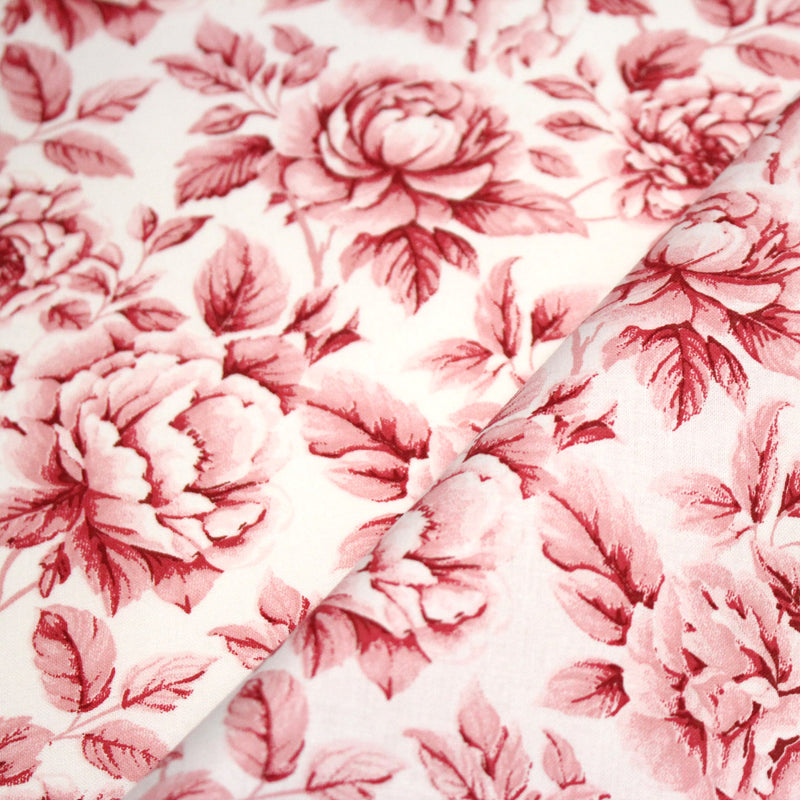Tissu cotonnade HAMPTON BLOOM, motif britannique fleuri bleu ou rose - OEKO - TEX STANDARD 100 - tissuspipi.com