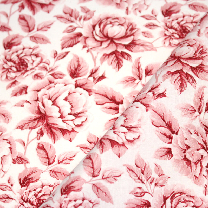 Tissu cotonnade HAMPTON BLOOM, motif britannique fleuri bleu ou rose - OEKO - TEX STANDARD 100 - tissuspipi.com