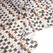 Tissu cotonnade KAWAII aux chats japonais blancs, gris et roux - OEKO - TEX - tissuspipi.com