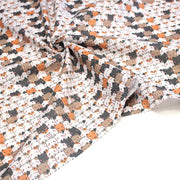 Tissu cotonnade KAWAII aux chats japonais blancs, gris et roux - OEKO - TEX - tissuspipi.com