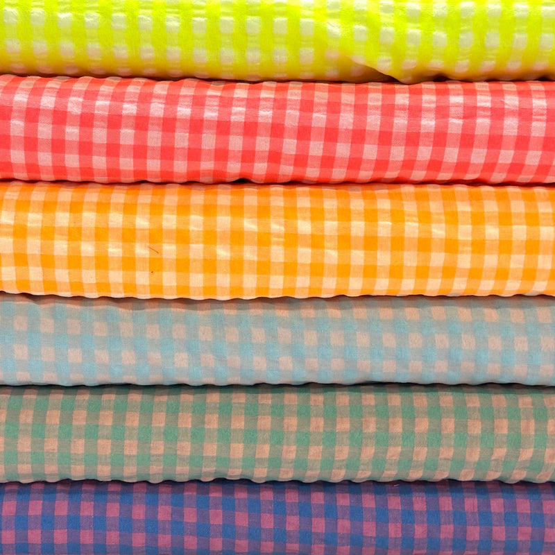 Tissu seersucker coton Vichy : nombreuses couleurs estivales ! - STANDARD 100 OEKO - TEX - tissuspipi.com