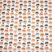 Tissu cotonnade KAWAII aux chiens japonais Shiba blancs, gris et roux, noeud papillon & bandanas - OEKO - TEX - tissuspipi.com