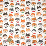 Tissu cotonnade KAWAII aux chiens japonais Shiba blancs, gris et roux, noeud papillon & bandanas - OEKO - TEX - tissuspipi.com
