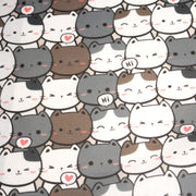 Tissu cotonnade KAWAII aux chats japonais blancs et gris - OEKO - TEX - tissuspipi.com