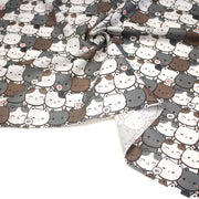 Tissu cotonnade KAWAII aux chats japonais blancs et gris - OEKO - TEX - tissuspipi.com