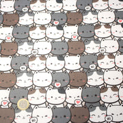 Tissu cotonnade KAWAII aux chats japonais blancs et gris - OEKO - TEX - tissuspipi.com