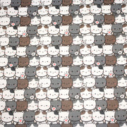 Tissu cotonnade KAWAII aux chats japonais blancs et gris - OEKO - TEX - tissuspipi.com