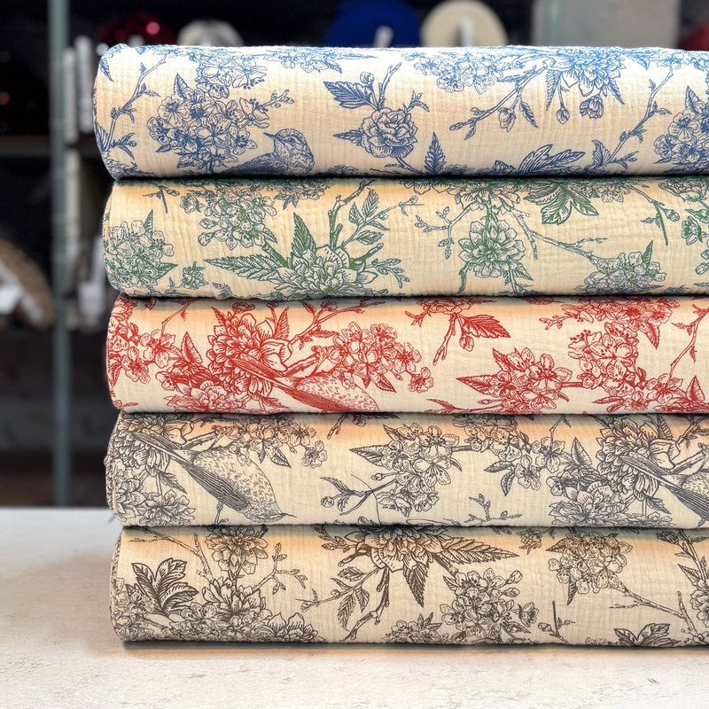 Tissu double gaze TOILE DE JOUY, nombreuses couleurs - STANDARD 100 OEKO - TEX - tissuspipi.com