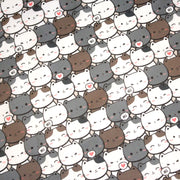 Tissu cotonnade KAWAII aux chats japonais blancs et gris - OEKO - TEX - tissuspipi.com