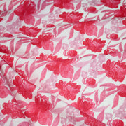 Tissu cotonnade fleurie rose fuchsia - COLLECTION FLEURS AU CRAYON - OEKO - TEX - tissuspipi.com