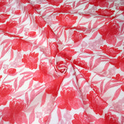 Tissu cotonnade fleurie rose fuchsia - COLLECTION FLEURS AU CRAYON - OEKO - TEX - tissuspipi.com