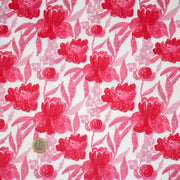 Tissu cotonnade fleurie rose fuchsia - COLLECTION FLEURS AU CRAYON - OEKO - TEX - tissuspipi.com