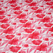 Tissu cotonnade fleurie rose fuchsia - COLLECTION FLEURS AU CRAYON - OEKO - TEX - tissuspipi.com