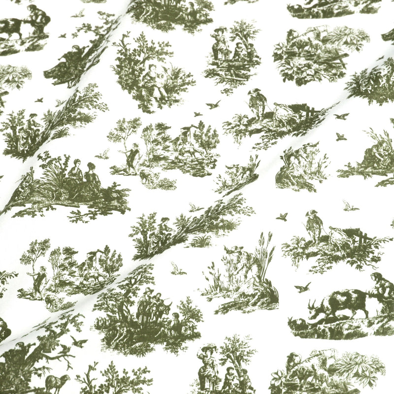 Tissu cotonnade Toile de Jouy OBER blanc : nombreuses couleurs - OEKO - TEX - tissuspipi.com