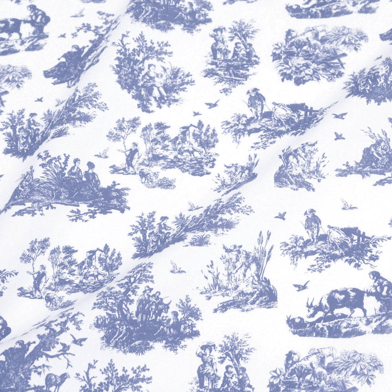 Tissu cotonnade Toile de Jouy OBER blanc : nombreuses couleurs - OEKO - TEX - tissuspipi.com