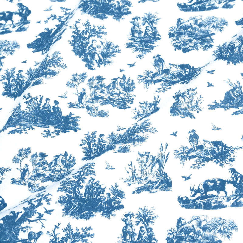 Tissu cotonnade Toile de Jouy OBER blanc : nombreuses couleurs - OEKO - TEX - tissuspipi.com