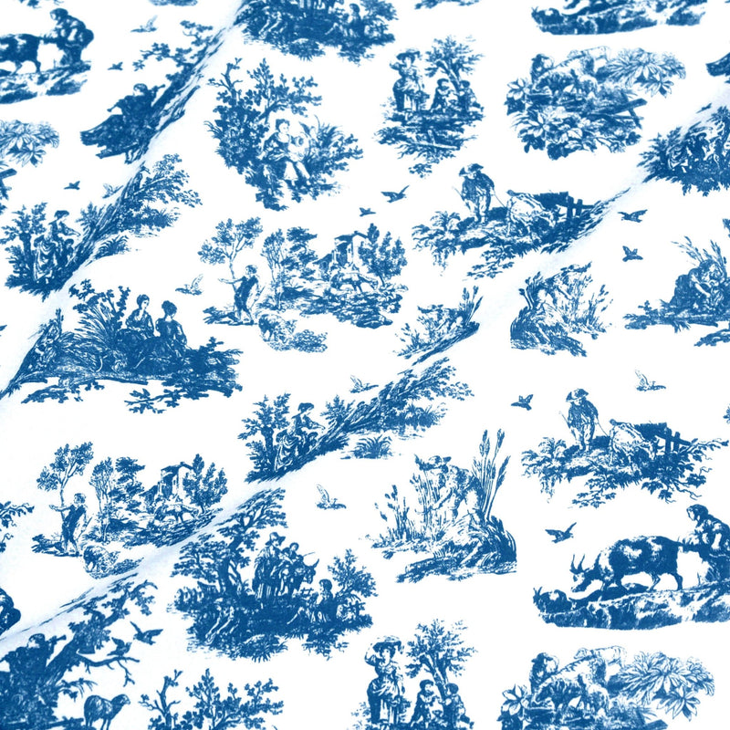Tissu cotonnade Toile de Jouy OBER blanc : nombreuses couleurs - OEKO - TEX - tissuspipi.com