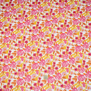 Tissu cotonnade fleurie rose jaune et orange - COLLECTION FLEURS AU CRAYON - OEKO - TEX - tissuspipi.com