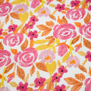 Tissu cotonnade fleurie rose jaune et orange - COLLECTION FLEURS AU CRAYON - OEKO - TEX - tissuspipi.com
