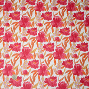Tissu cotonnade fleurie rose fuchsia et orange safran - COLLECTION FLEURS AU CRAYON - OEKO - TEX - tissuspipi.com