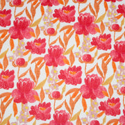 Tissu cotonnade fleurie rose fuchsia et orange safran - COLLECTION FLEURS AU CRAYON - OEKO - TEX - tissuspipi.com