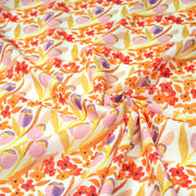 Tissu cotonnade fleurie rose, jaune, rouge et parme - COLLECTION FLEURS AU CRAYON - OEKO - TEX - tissuspipi.com