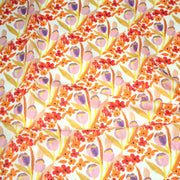 Tissu cotonnade fleurie rose, jaune, rouge et parme - COLLECTION FLEURS AU CRAYON - OEKO - TEX - tissuspipi.com