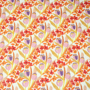 Tissu cotonnade fleurie rose, jaune, rouge et parme - COLLECTION FLEURS AU CRAYON - OEKO - TEX - tissuspipi.com