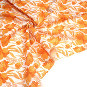 Tissu cotonnade fleurie orange safran - COLLECTION FLEURS AU CRAYON - OEKO - TEX - tissuspipi.com