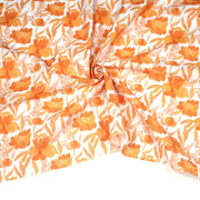 Tissu cotonnade fleurie orange safran - COLLECTION FLEURS AU CRAYON - OEKO - TEX - tissuspipi.com