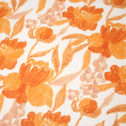 Tissu cotonnade fleurie orange safran - COLLECTION FLEURS AU CRAYON - OEKO - TEX - tissuspipi.com