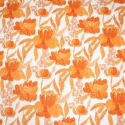 Tissu cotonnade fleurie orange safran - COLLECTION FLEURS AU CRAYON - OEKO - TEX - tissuspipi.com