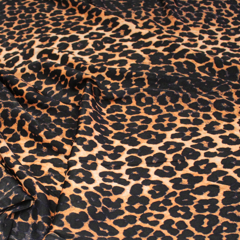 Tissu habillement satin velours, imprimé motif LEOPARD - tissuspipi.com