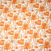 Tissu cotonnade fleurie orange safran - COLLECTION FLEURS AU CRAYON - OEKO - TEX - tissuspipi.com