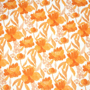 Tissu cotonnade fleurie orange safran - COLLECTION FLEURS AU CRAYON - OEKO - TEX - tissuspipi.com
