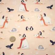 Tissu cotonnade OURS & BANQUISE, ours pingouins et igloos - OEKO - TEX STANDARD 100 - tissuspipi.com